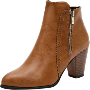 Ankle Boots for Women Side Zipper Short Boots Low Chunky Block Heel Pointed Toe Fall Heeled Booties Shoes