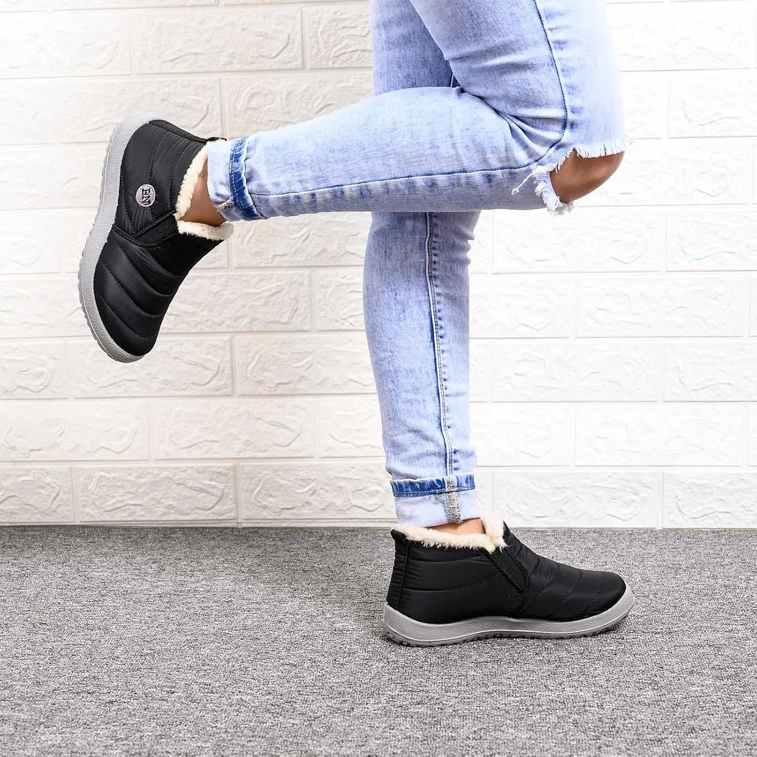 Ankle Winter Boots for Women Mid Calf Waterproof Winter Snow Boots Waterproof Booties Comfy Outdoor Anti Slip Shoes