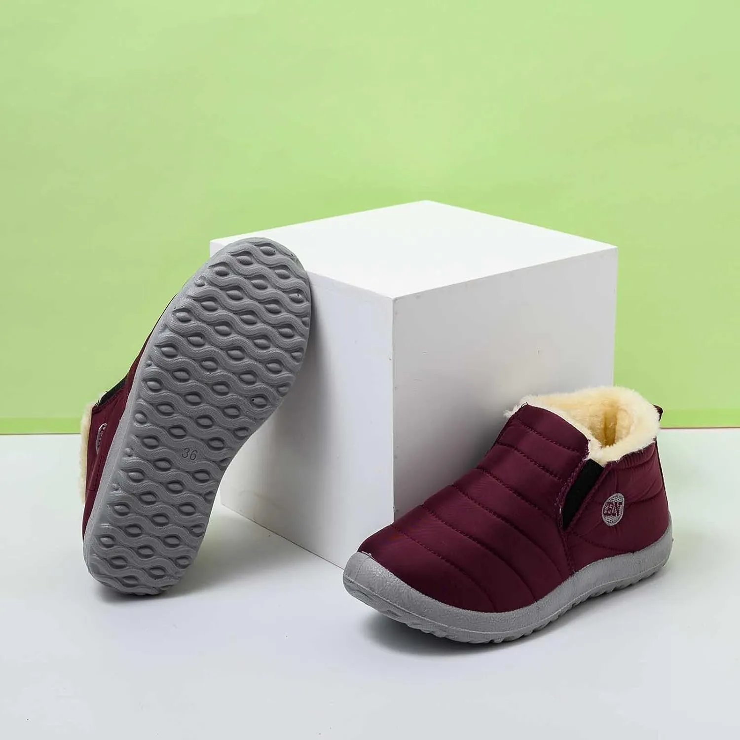 Ankle Winter Boots for Women Mid Calf Waterproof Winter Snow Boots Waterproof Booties Comfy Outdoor Anti Slip Shoes