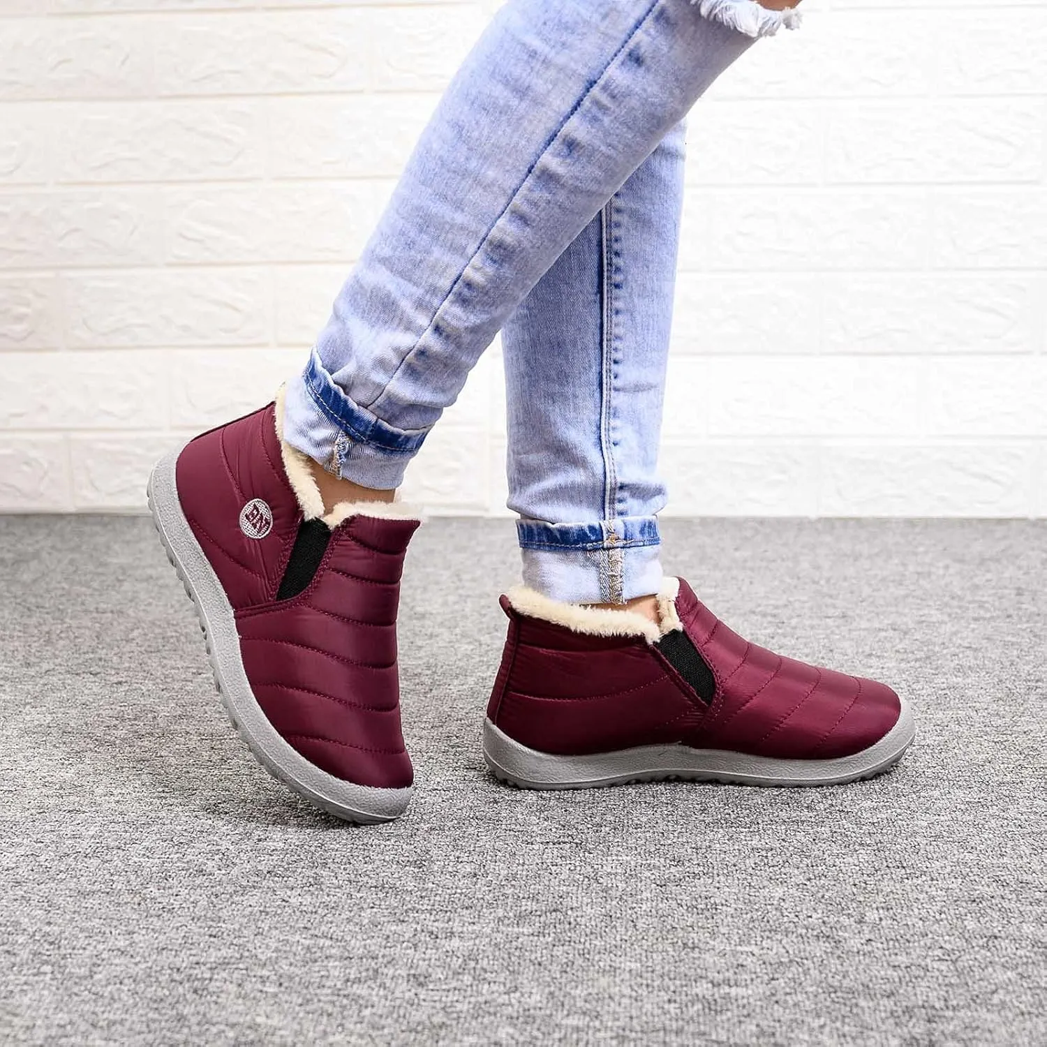 Ankle Winter Boots for Women Mid Calf Waterproof Winter Snow Boots Waterproof Booties Comfy Outdoor Anti Slip Shoes