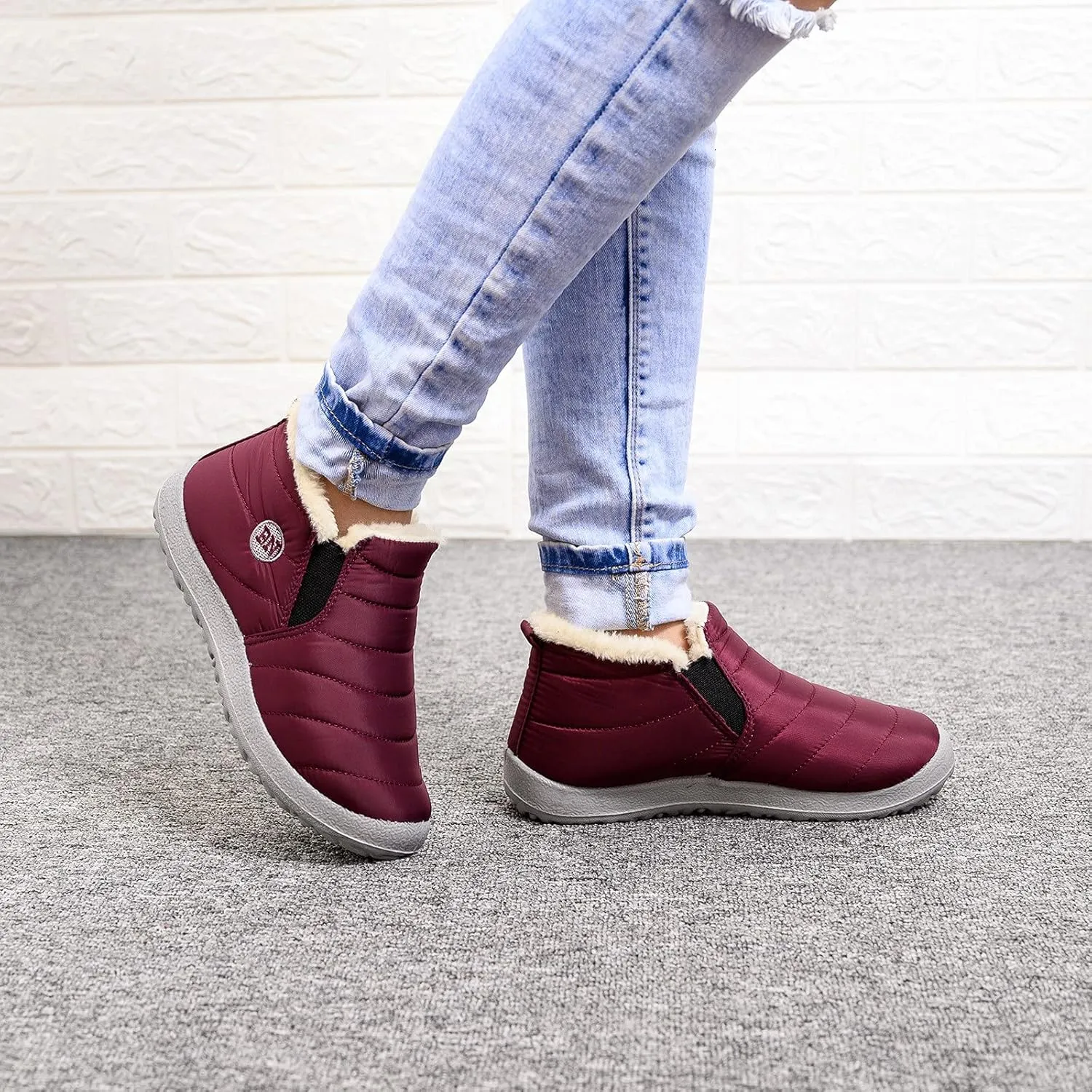 Ankle Winter Boots for Women Mid Calf Waterproof Winter Snow Boots Waterproof Booties Comfy Outdoor Anti Slip Shoes
