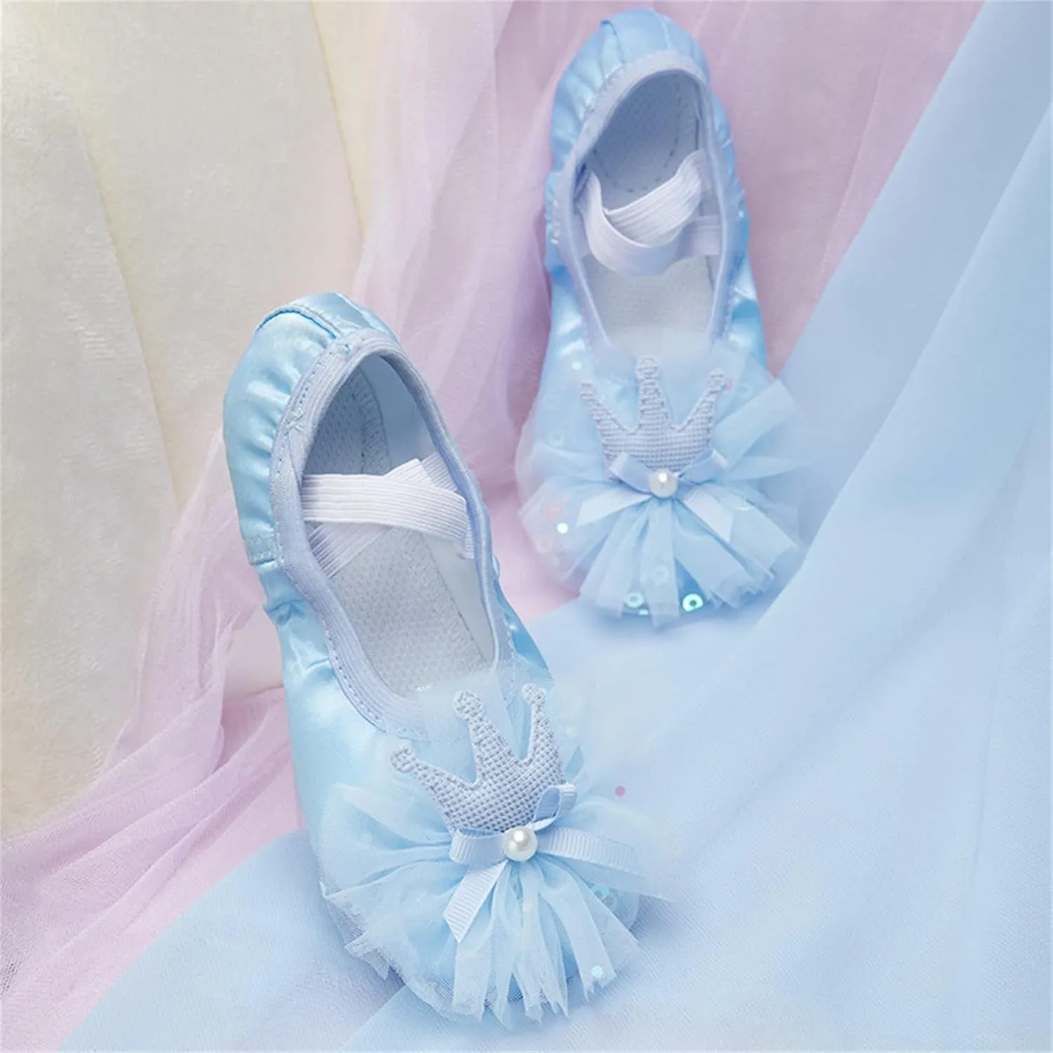 Ballet Shoes for Girls, Toddler Kids Satin Dance Practice Slippers Split Soft Princess Dress Shoes for Little Girls