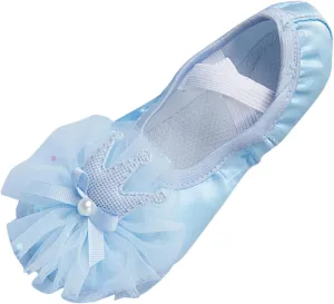 Ballet Shoes for Girls, Toddler Kids Satin Dance Practice Slippers Split Soft Princess Dress Shoes for Little Girls