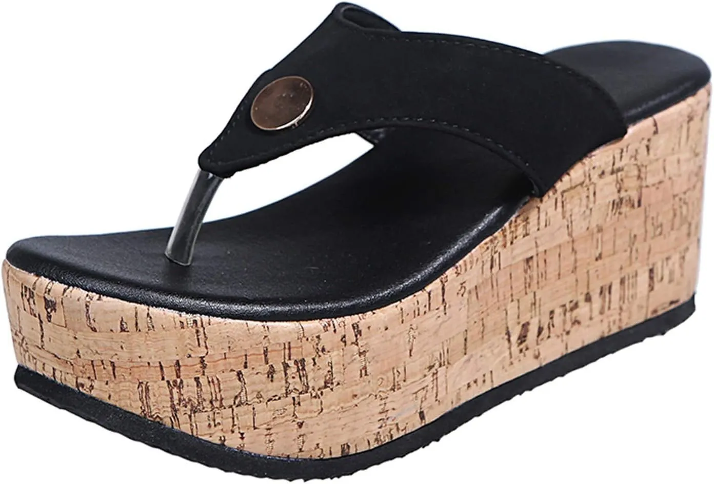 Beach Sandals for Women Summer Casual Wedge Thong Sandal Slip On Platform Flip Flops Comfortable Walking Shoes
