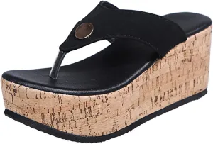 Beach Sandals for Women Summer Casual Wedge Thong Sandal Slip On Platform Flip Flops Comfortable Walking Shoes