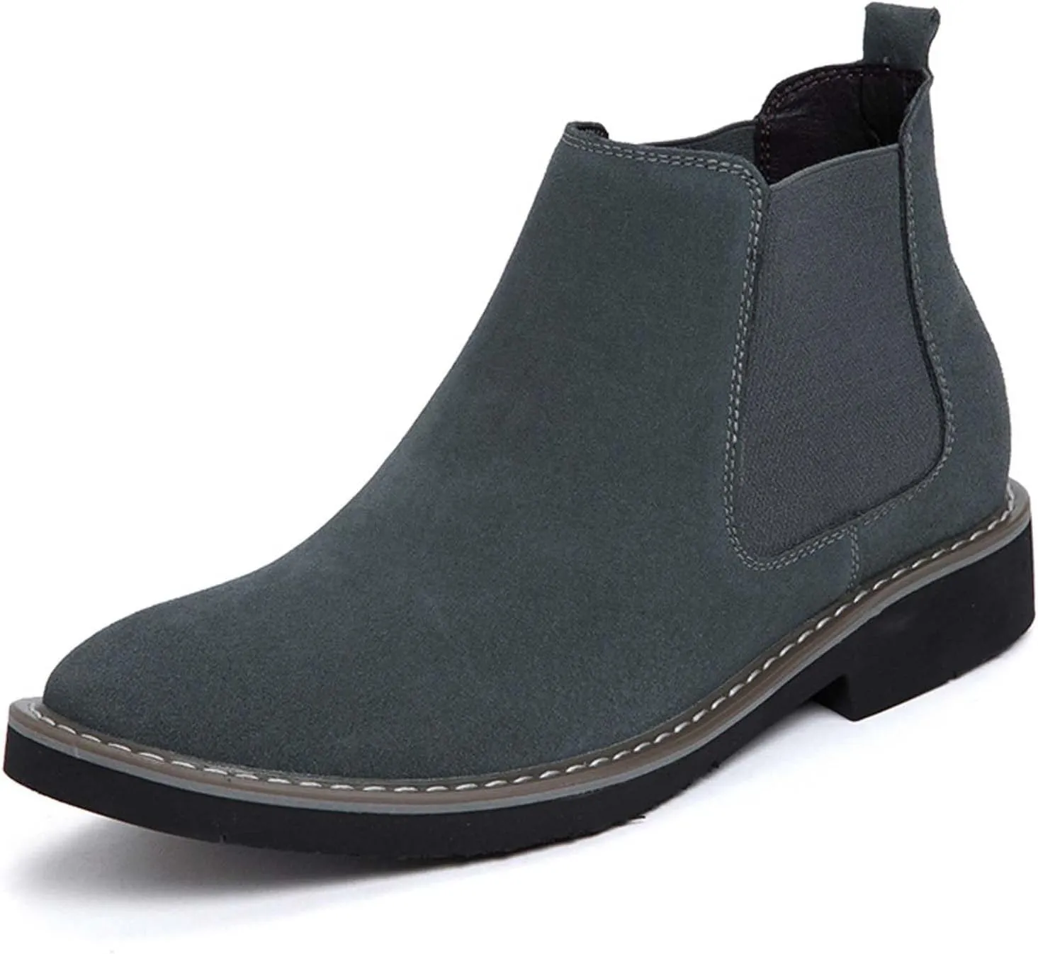CERYTHRINA Mens Elevator Chelsea Boot 2.36 Inches Taller Invisible Height Increasing High-top Leather Dress Boots