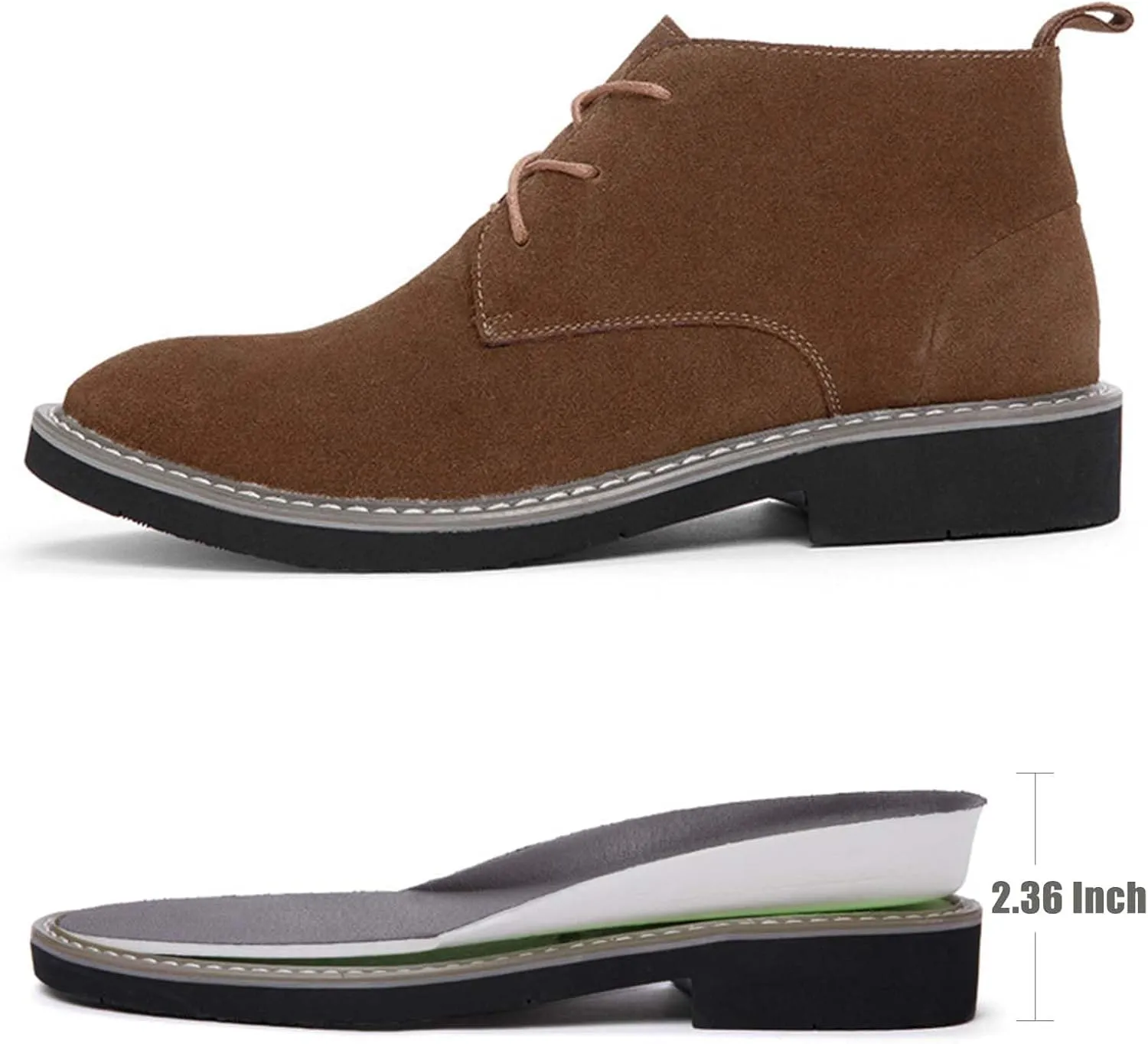 CERYTHRINA Mens Elevator Chelsea Boot 2.36 Inches Taller Invisible Height Increasing High-top Leather Dress Boots