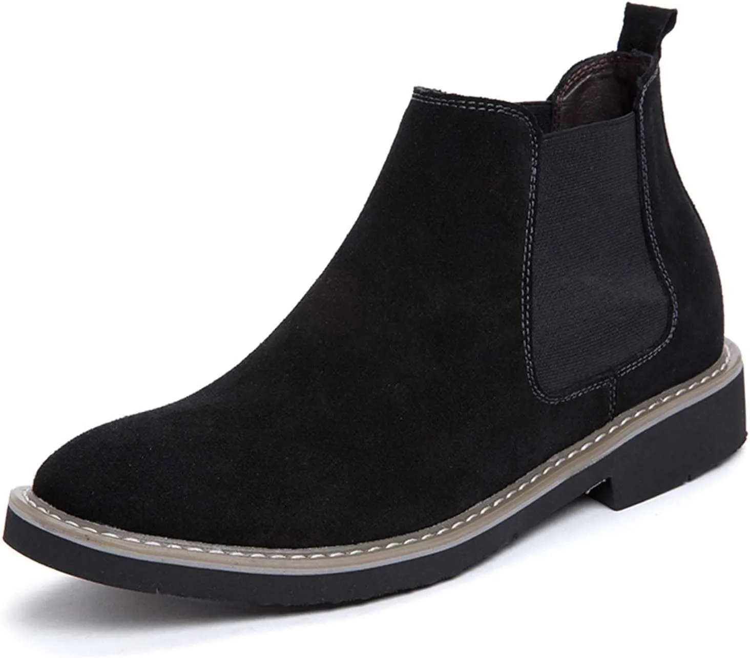CERYTHRINA Mens Elevator Chelsea Boot 2.36 Inches Taller Invisible Height Increasing High-top Leather Dress Boots