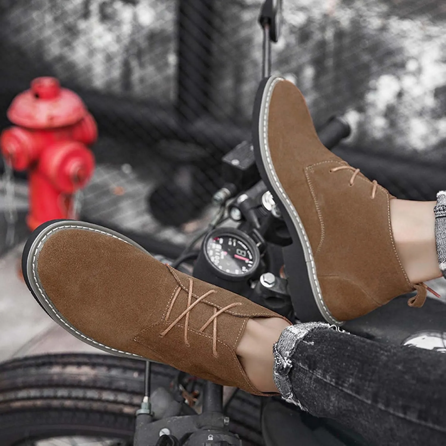 CERYTHRINA Mens Elevator Chelsea Boot 2.36 Inches Taller Invisible Height Increasing High-top Leather Dress Boots