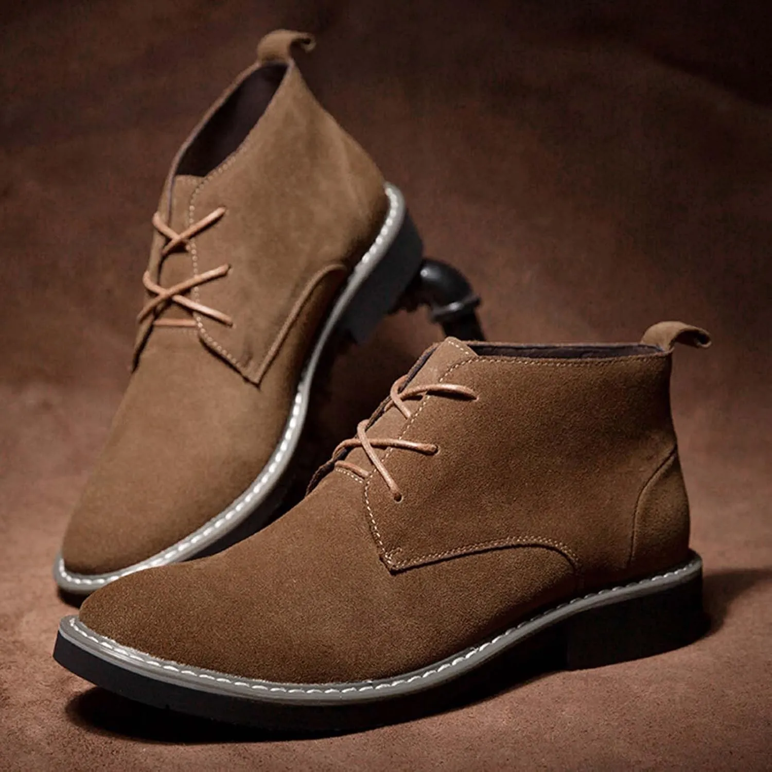 CERYTHRINA Mens Elevator Chelsea Boot 2.36 Inches Taller Invisible Height Increasing High-top Leather Dress Boots