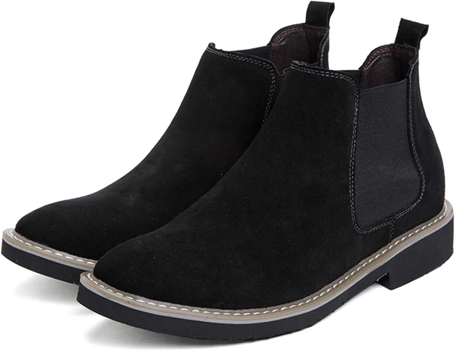 CERYTHRINA Mens Elevator Chelsea Boot 2.36 Inches Taller Invisible Height Increasing High-top Leather Dress Boots