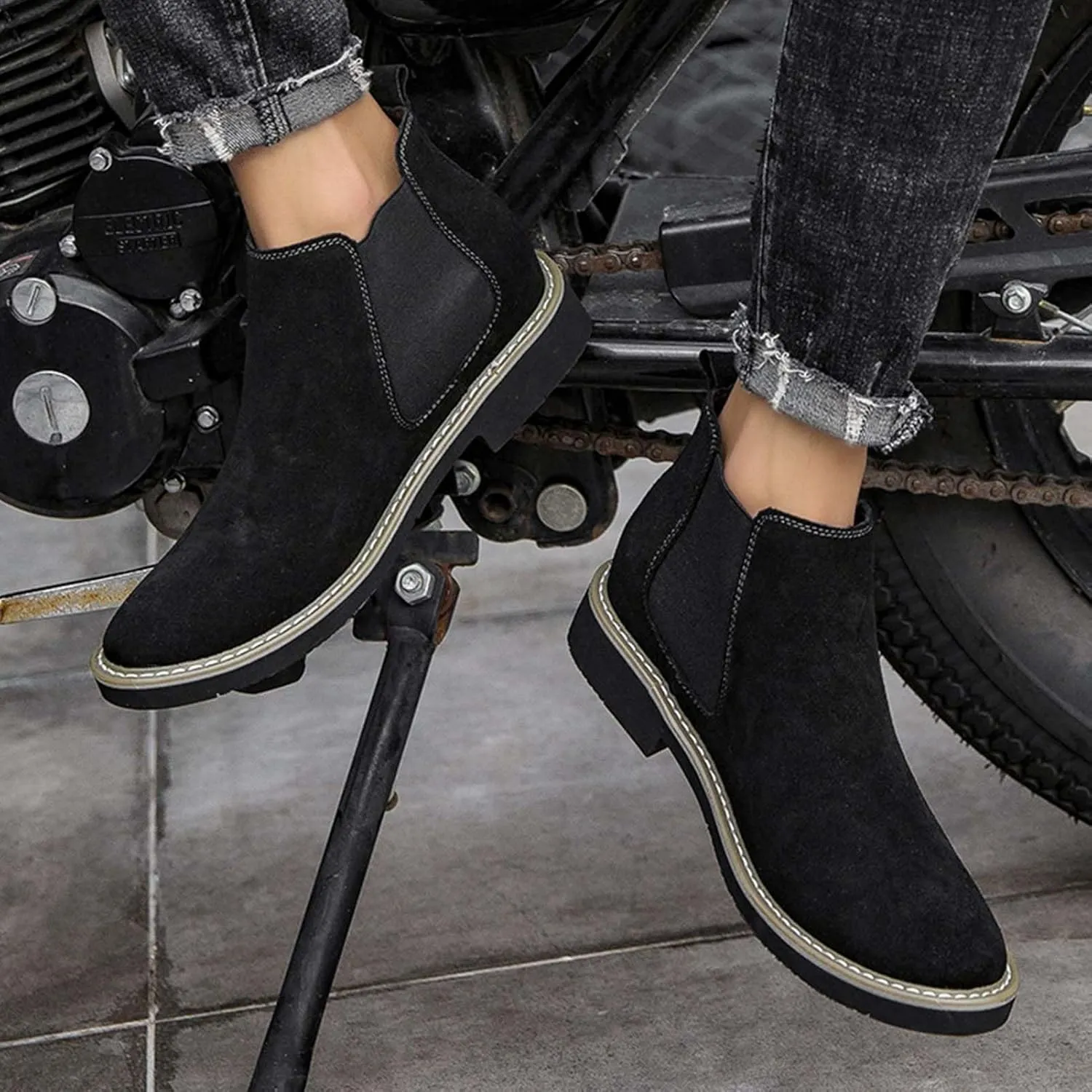 CERYTHRINA Mens Elevator Chelsea Boot 2.36 Inches Taller Invisible Height Increasing High-top Leather Dress Boots