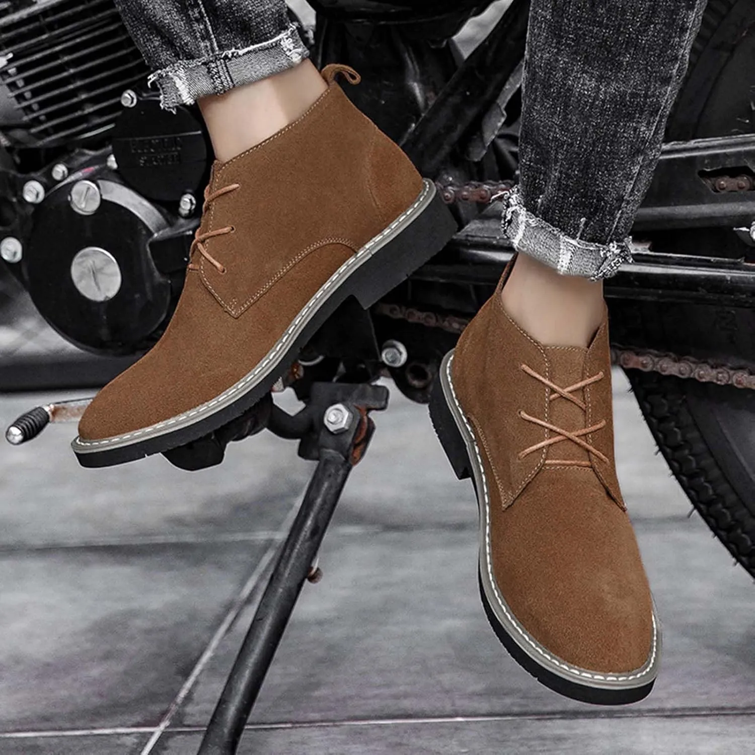 CERYTHRINA Mens Elevator Chelsea Boot 2.36 Inches Taller Invisible Height Increasing High-top Leather Dress Boots
