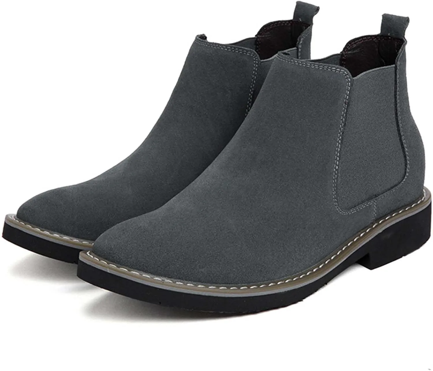 CERYTHRINA Mens Elevator Chelsea Boot 2.36 Inches Taller Invisible Height Increasing High-top Leather Dress Boots