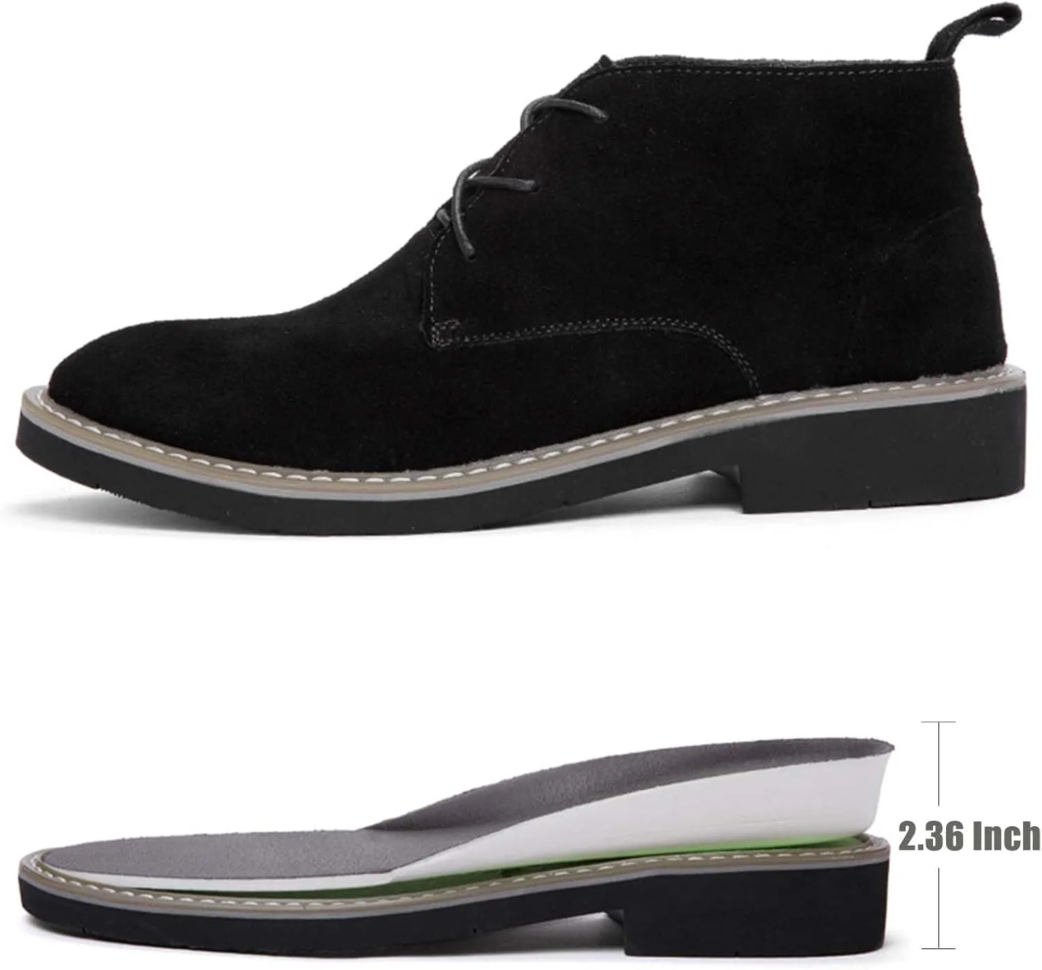 CERYTHRINA Mens Elevator Chelsea Boot 2.36 Inches Taller Invisible Height Increasing High-top Leather Dress Boots