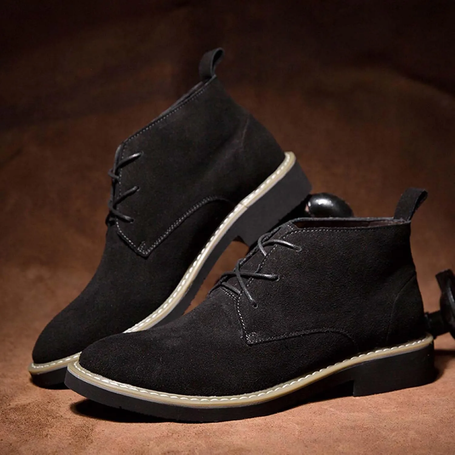 CERYTHRINA Mens Elevator Chelsea Boot 2.36 Inches Taller Invisible Height Increasing High-top Leather Dress Boots