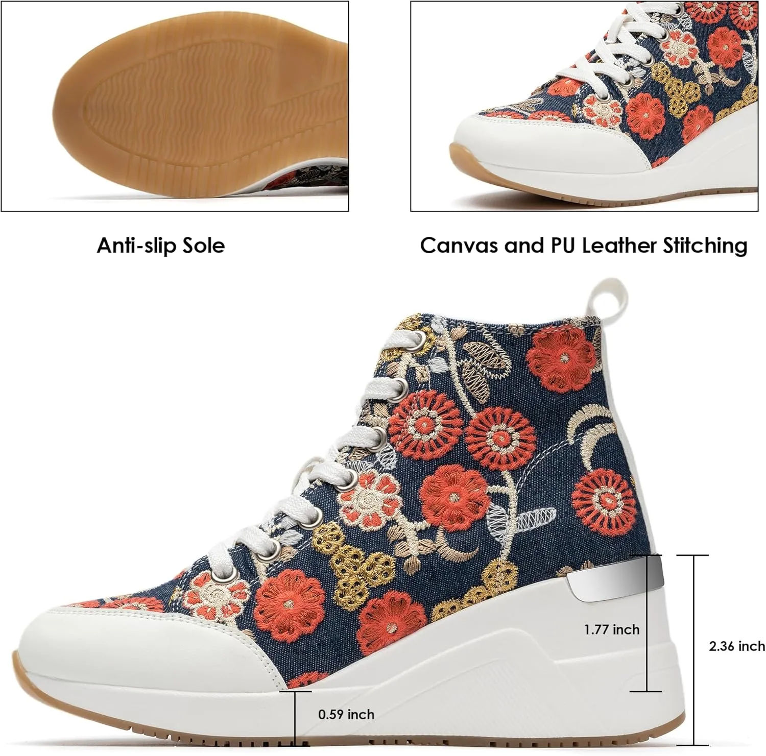 Cestfini Graffiti High Top Sneakers for Women Breathable White Black Platform Sneakers Lace up Womens Canvas Shoes