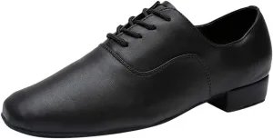Dance Stylish Round Black Leather Morden Jazz Latin Mens Toe Ballroom Shoe Men's leather shoes Men Service Boots