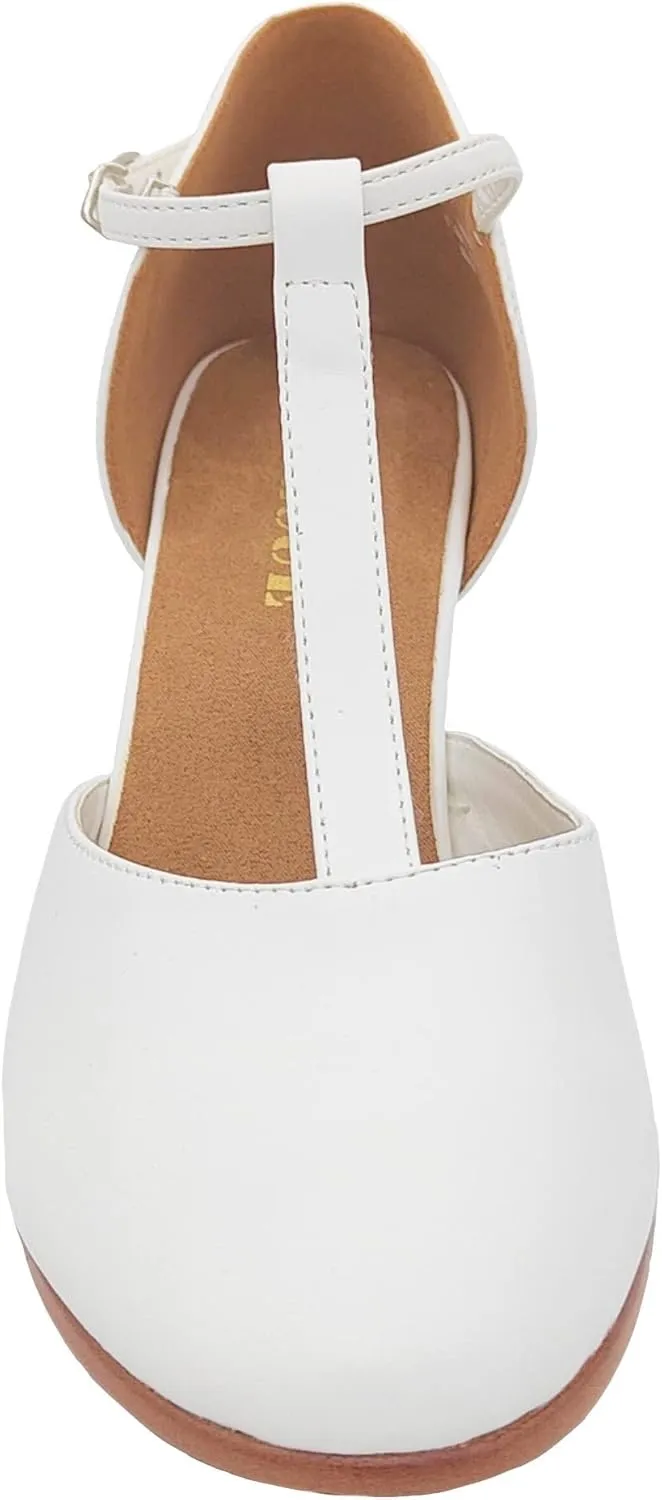 Danzcue T-Strap Character Dance Shoes for Women Big Kid, Ballroom Dance Shoes, 3 Inch / 2.3 Inch Heel,