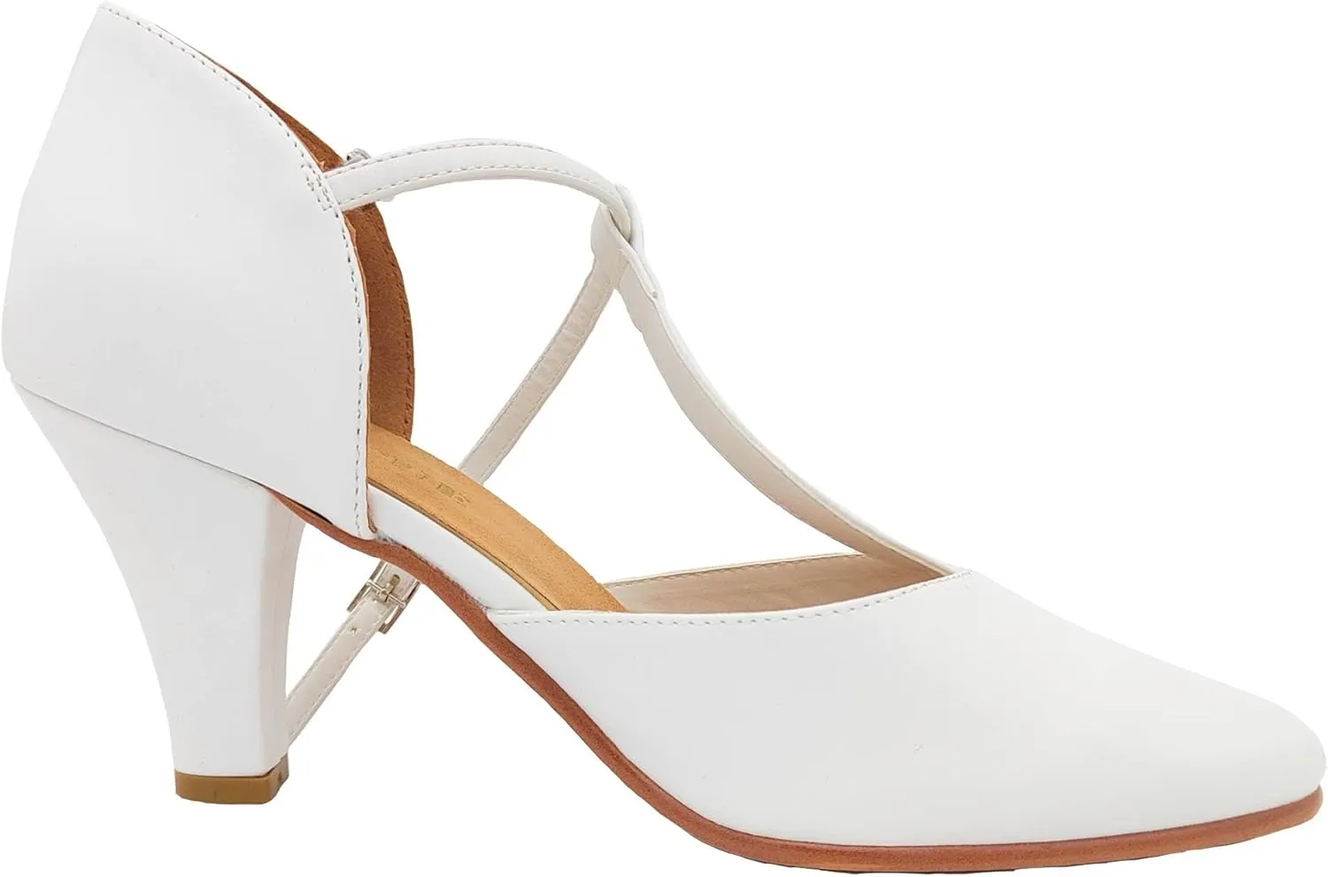 Danzcue T-Strap Character Dance Shoes for Women Big Kid, Ballroom Dance Shoes, 3 Inch / 2.3 Inch Heel,