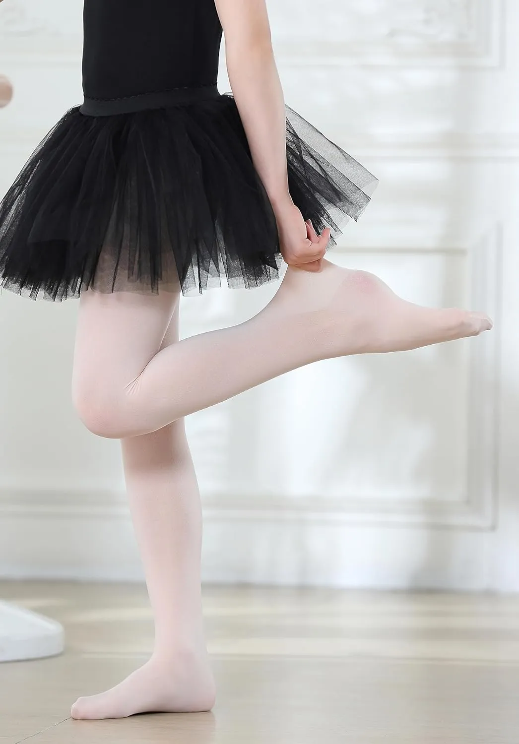 DIPUG Ballet Tights for Girls - Thick Soft Footed Dance Tights for Toddlers and Kids