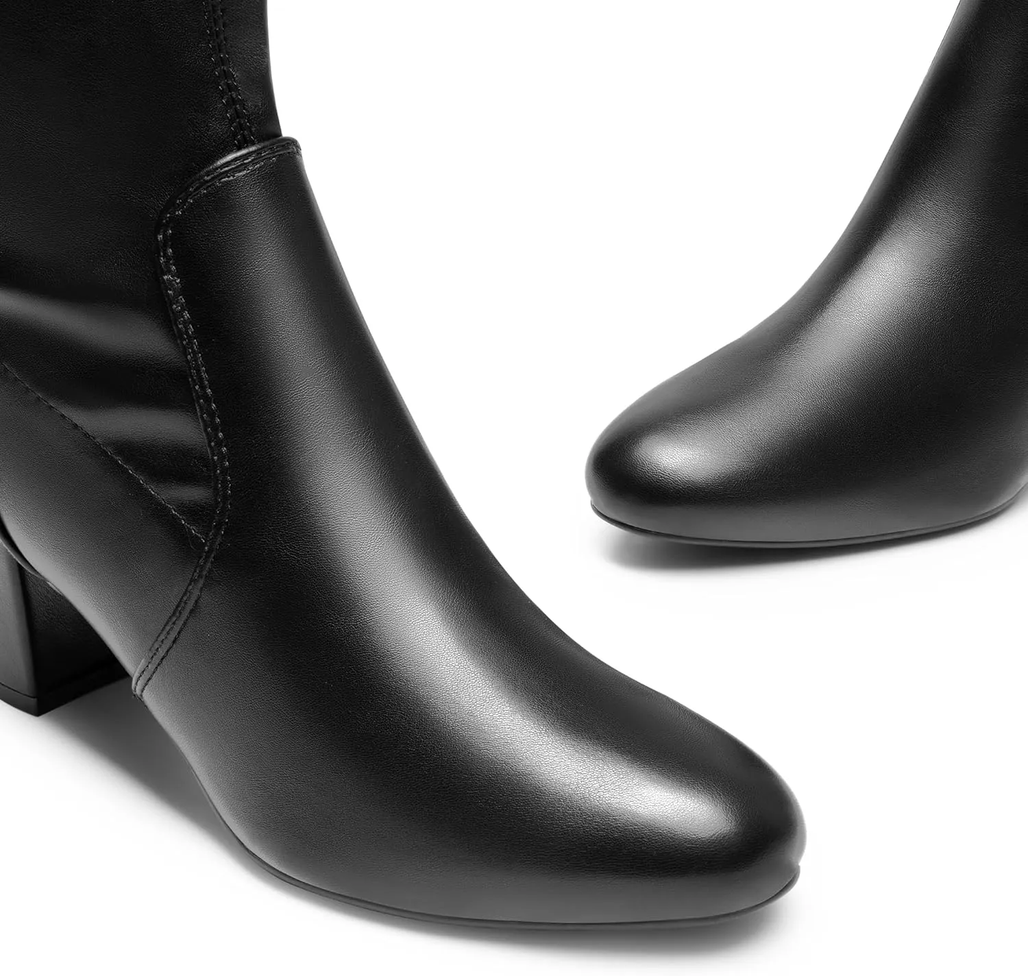 DREAM PAIRS Women's Fitted Stretch Ankle Boots Fashion Low Chunky Heel Almond Toe Fall Heeled Booties Shoes