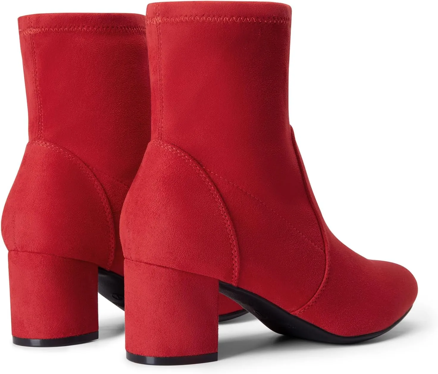 DREAM PAIRS Women's Fitted Stretch Ankle Boots Fashion Low Chunky Heel Almond Toe Fall Heeled Booties Shoes