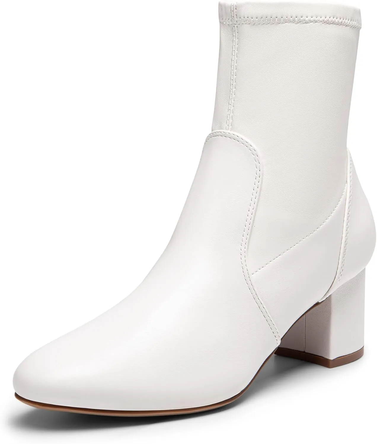 DREAM PAIRS Women's Fitted Stretch Ankle Boots Fashion Low Chunky Heel Almond Toe Fall Heeled Booties Shoes