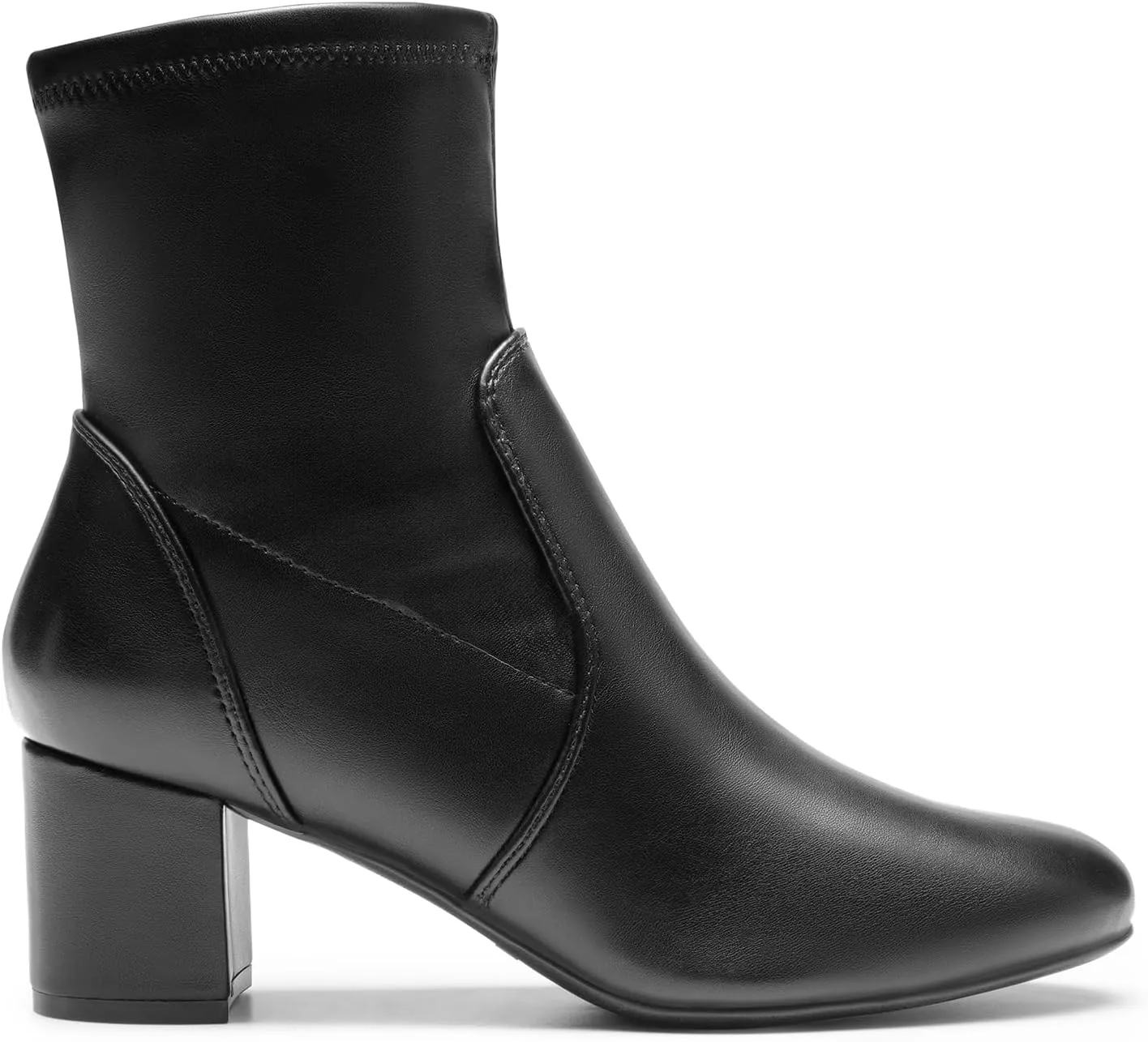 DREAM PAIRS Women's Fitted Stretch Ankle Boots Fashion Low Chunky Heel Almond Toe Fall Heeled Booties Shoes