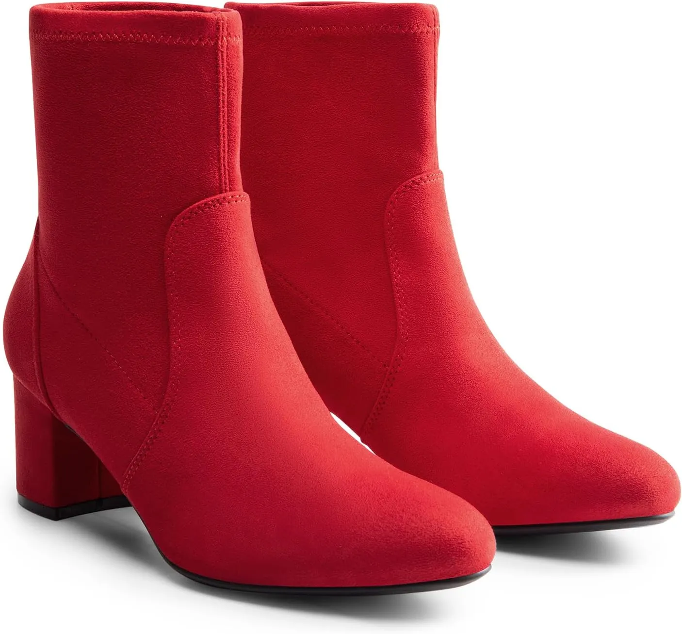 DREAM PAIRS Women's Fitted Stretch Ankle Boots Fashion Low Chunky Heel Almond Toe Fall Heeled Booties Shoes