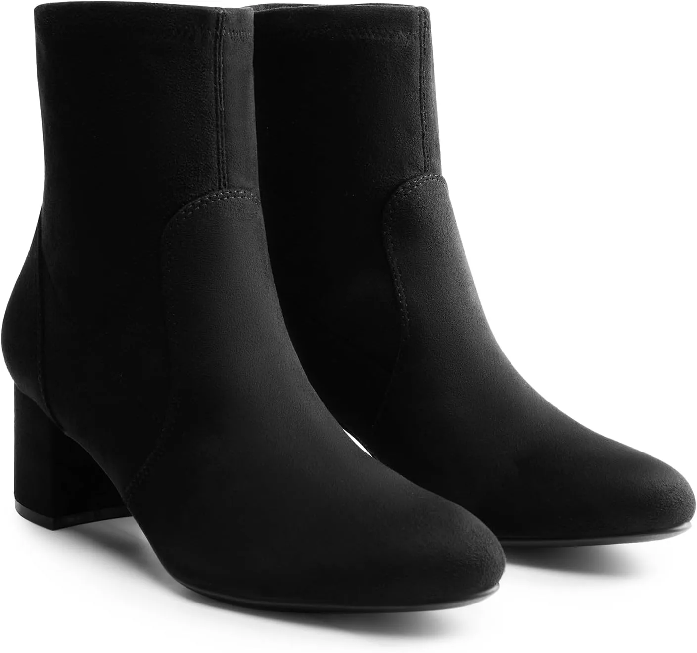 DREAM PAIRS Women's Fitted Stretch Ankle Boots Fashion Low Chunky Heel Almond Toe Fall Heeled Booties Shoes