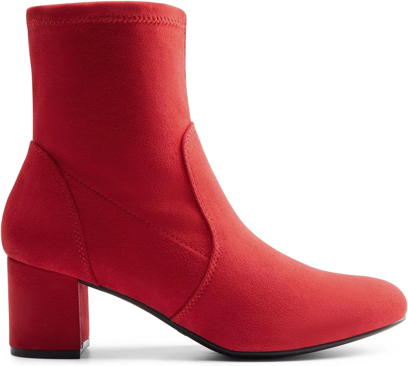DREAM PAIRS Women's Fitted Stretch Ankle Boots Fashion Low Chunky Heel Almond Toe Fall Heeled Booties Shoes