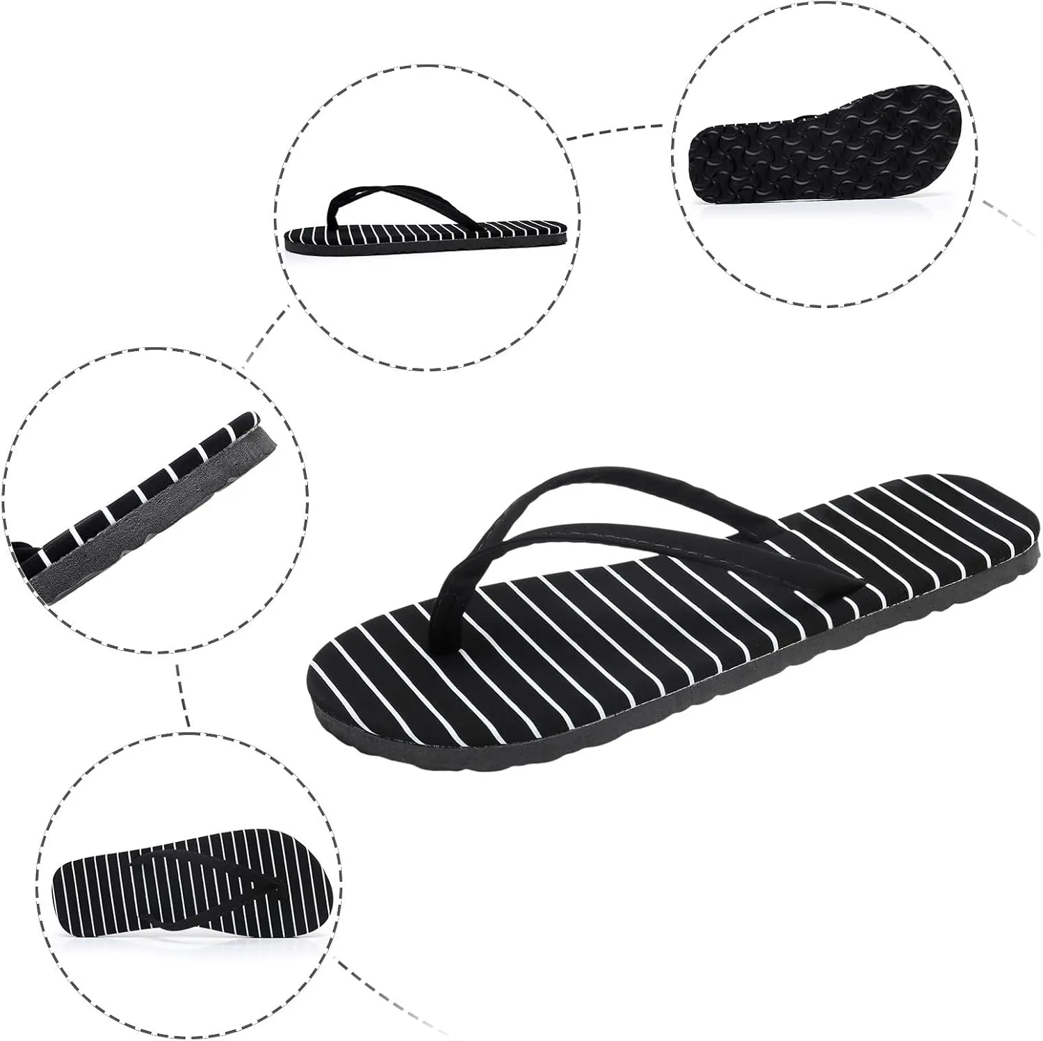 Flip Flops for Women Basic Slim Thong Sandals Beach Rubber Shower Shoes Slides Lightweight Slippers Indoor & Outdoor