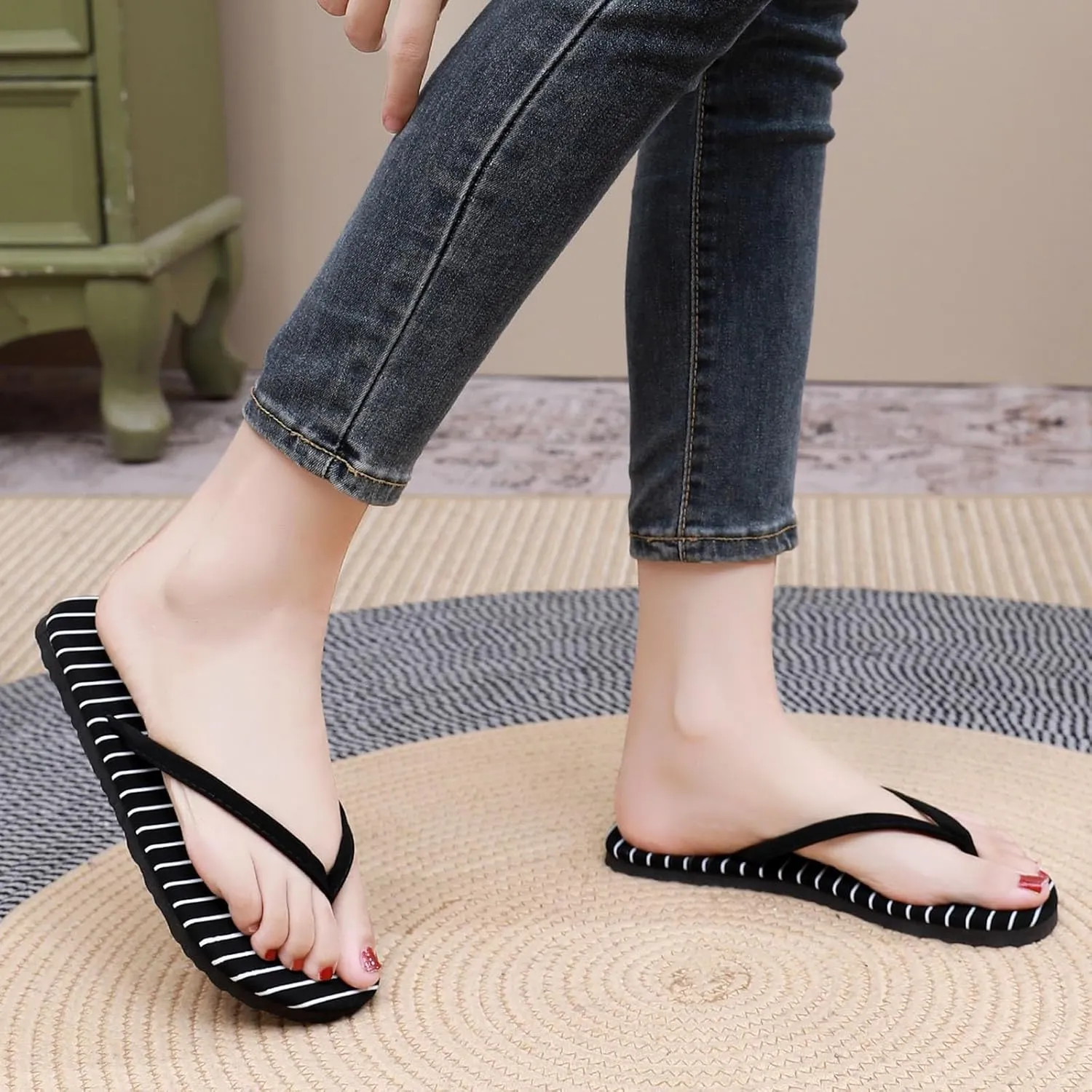 Flip Flops for Women Basic Slim Thong Sandals Beach Rubber Shower Shoes Slides Lightweight Slippers Indoor & Outdoor