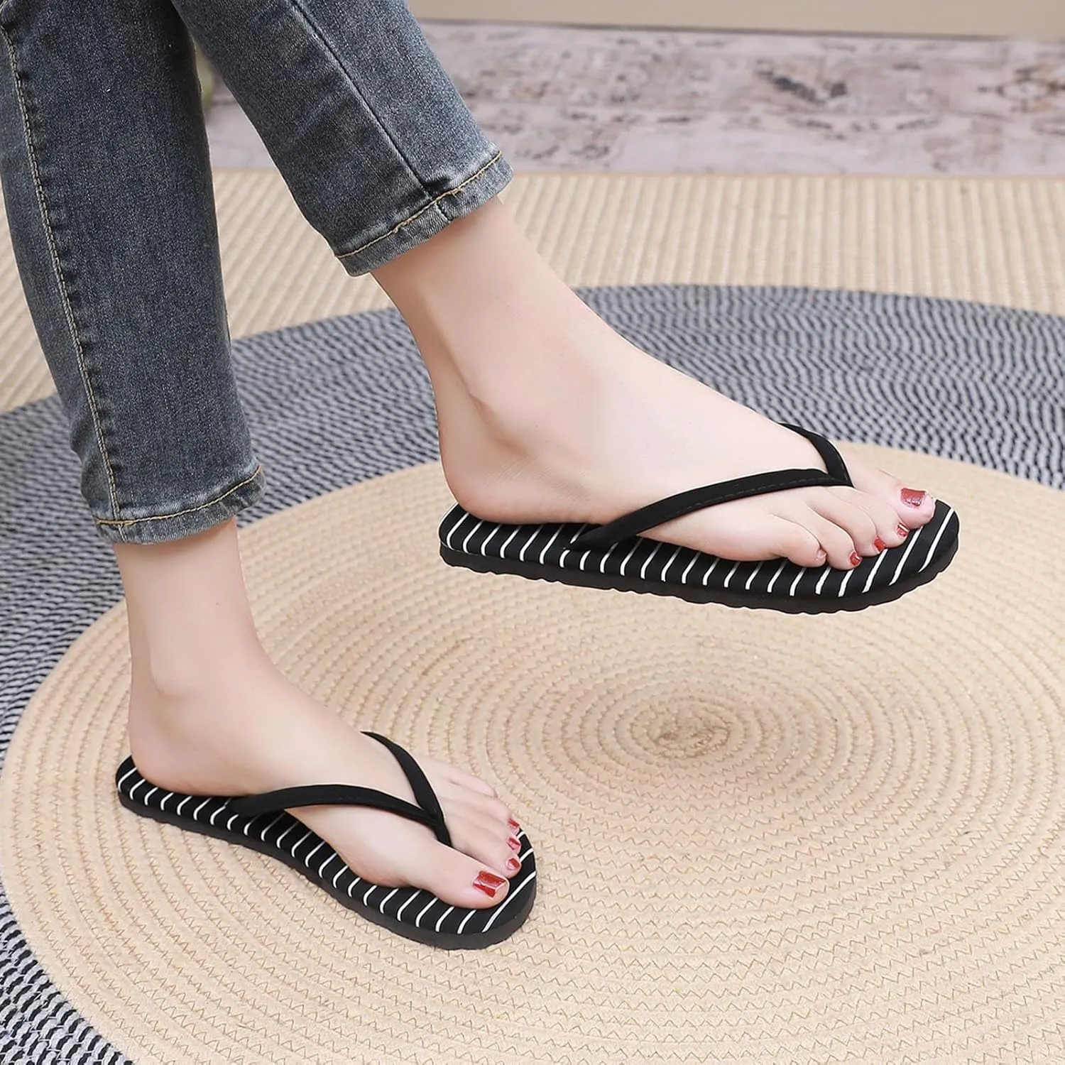Flip Flops for Women Basic Slim Thong Sandals Beach Rubber Shower Shoes Slides Lightweight Slippers Indoor & Outdoor