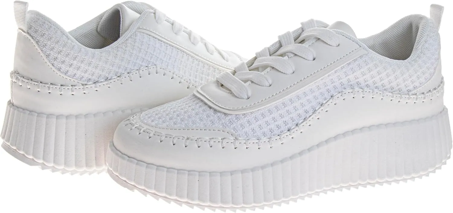 Josmo Shoes Womens Wedge Sole Sneakers - Lace Up Sneaker Casual Athletic Shoe (Sizes 6-10 Adults)