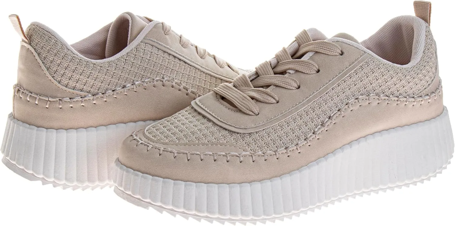 Josmo Shoes Womens Wedge Sole Sneakers - Lace Up Sneaker Casual Athletic Shoe (Sizes 6-10 Adults)