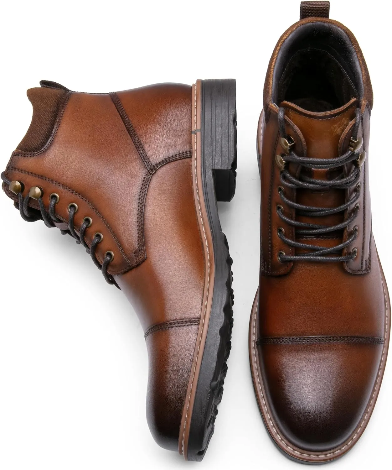 Jousen Mens Chukka Boots Leather Dress Boots for Men Retro Ankle Boots Mens High Top Boots
