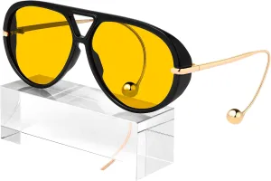 KesaPlan Vintage Oversized Aviator Sunglasses Women, Trendy 70s Retro Pilot Shield Big Frame Eyewear Sun Glasses