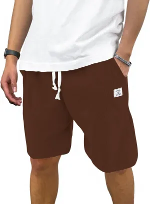 Men's Casual Shorts Corduroy Elastic Waist Drawstring 7 inch Shorts for Men with Pockets
