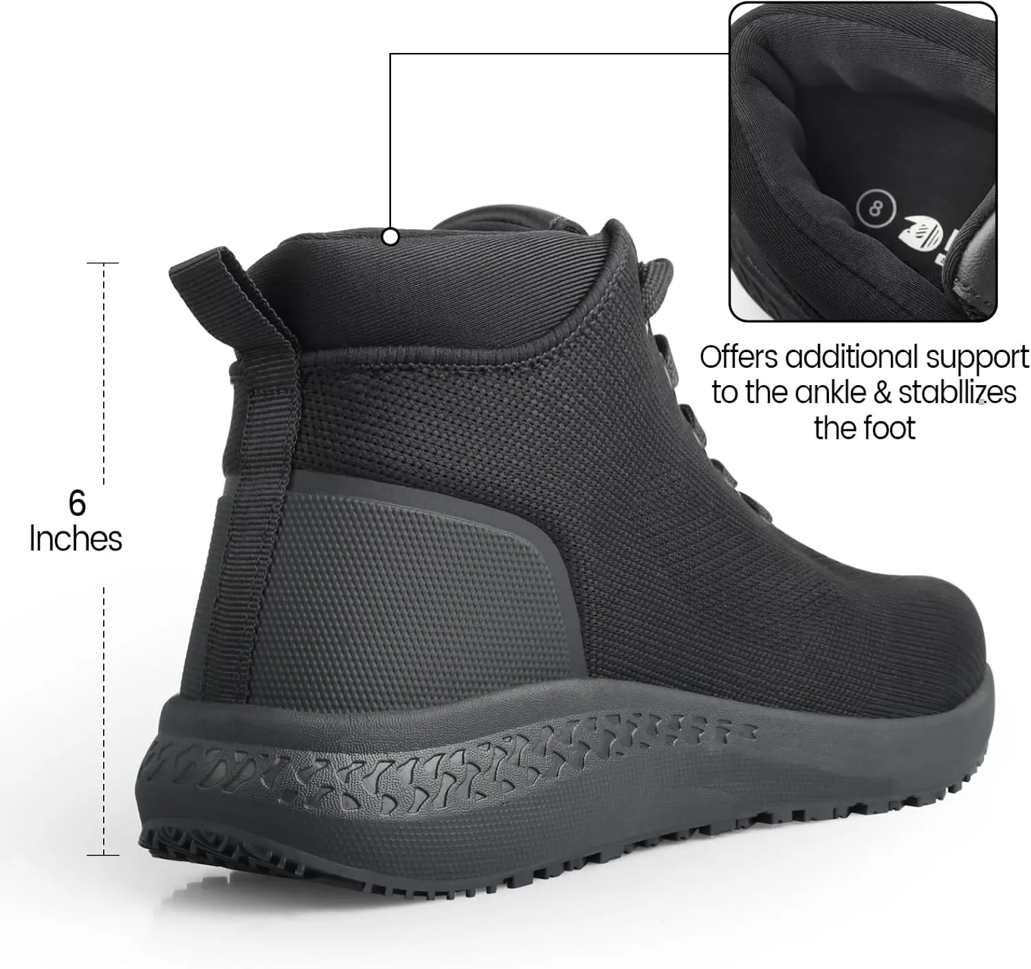 Men's Non Slip Work Boots Slip Resistant Shoe Waterproof Chef Shoes for Food Service Kitchen Restaurant Working with Ankle Support Tactical Hiking Boot Casual Outdoor Booties