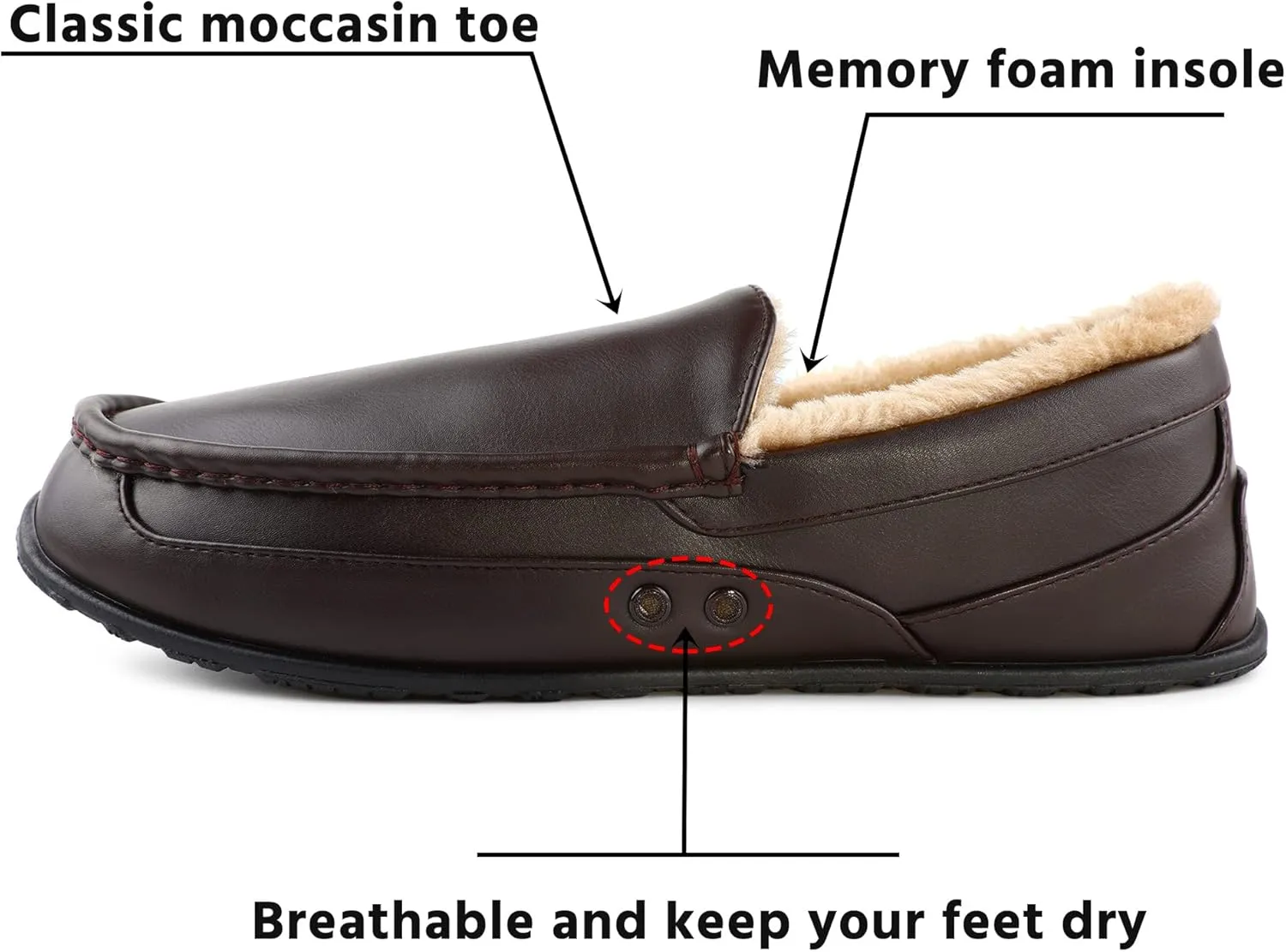 Men's Slippers House Shoes Furry Water-resistant Indoor&Outdoor Mocassin Anti-Slip slipper for men