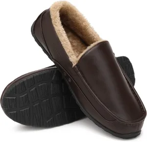 Men's Slippers House Shoes Furry Water-resistant Indoor&Outdoor Mocassin Anti-Slip slipper for men