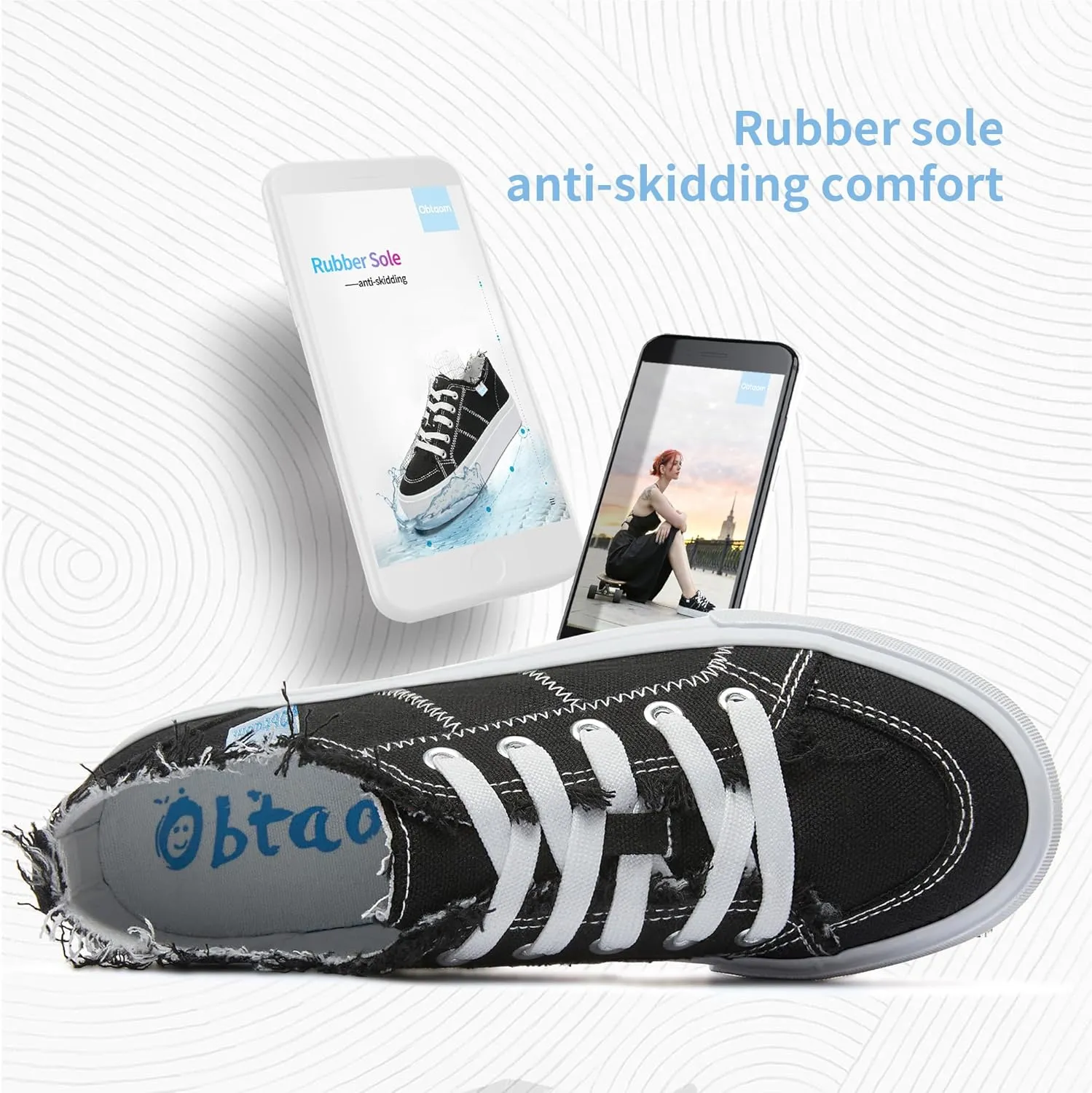 Obtaom Women Platform Canvas Sneakers White Comfort Play Fashion Sneakers Casual Lift Platform Lace Up Shoes Cute Low Top Walking Shoes for Lady