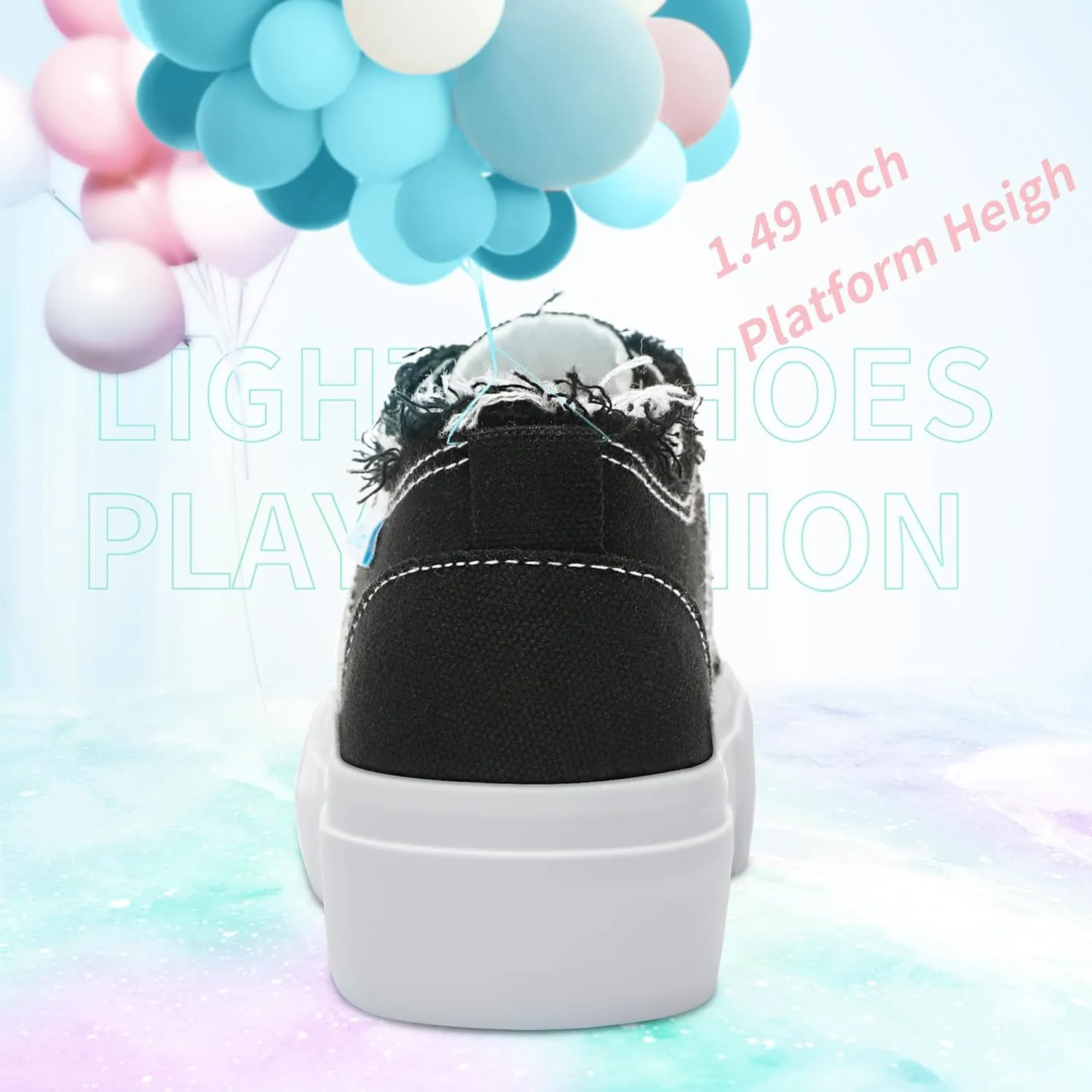 Obtaom Women Platform Canvas Sneakers White Comfort Play Fashion Sneakers Casual Lift Platform Lace Up Shoes Cute Low Top Walking Shoes for Lady