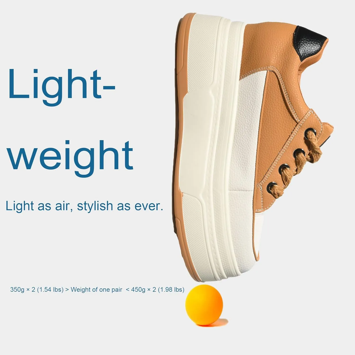 Platform Sneakers for Women - 6cm Heel & 3cm Inner Lift, Comfortable Cushioned Arch Support, Non-Slip Casual Walking Shoes, Microfiber Leather Platform Shoes