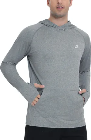 Roadbox Fishing Shirts for Men Long Sleeve, UPF 50  Sun Protection Hoodies with Pocket, Outdoor Running Hiking Rash Guard