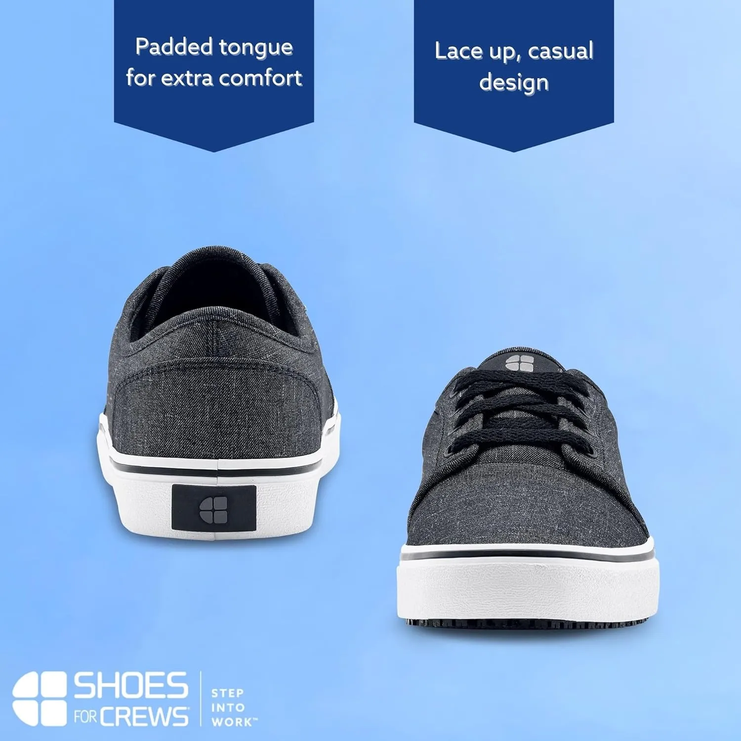 Shoes for Crews Merlin, Men's, Women's, Unisex Slip Resistant Food Service Work Sneakers, Water Resistant, Canvas, Black Or Grey