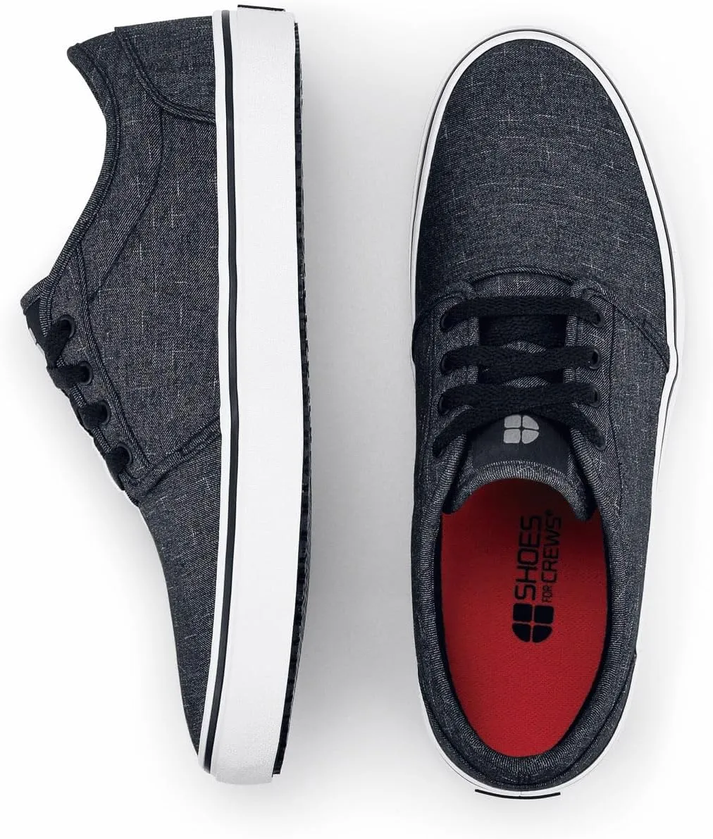 Shoes for Crews Merlin, Men's, Women's, Unisex Slip Resistant Food Service Work Sneakers, Water Resistant, Canvas, Black Or Grey