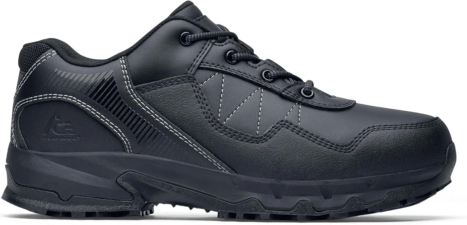 Shoes for Crews Piston Low and Mid, Men's, Women's, Unisex Soft Toe Slip Resistant Work Shoes, Water Resistant, Black